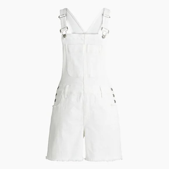 NWT J. Crew Denim Cutoff Overalls in White size M - Picture 2 of 9
